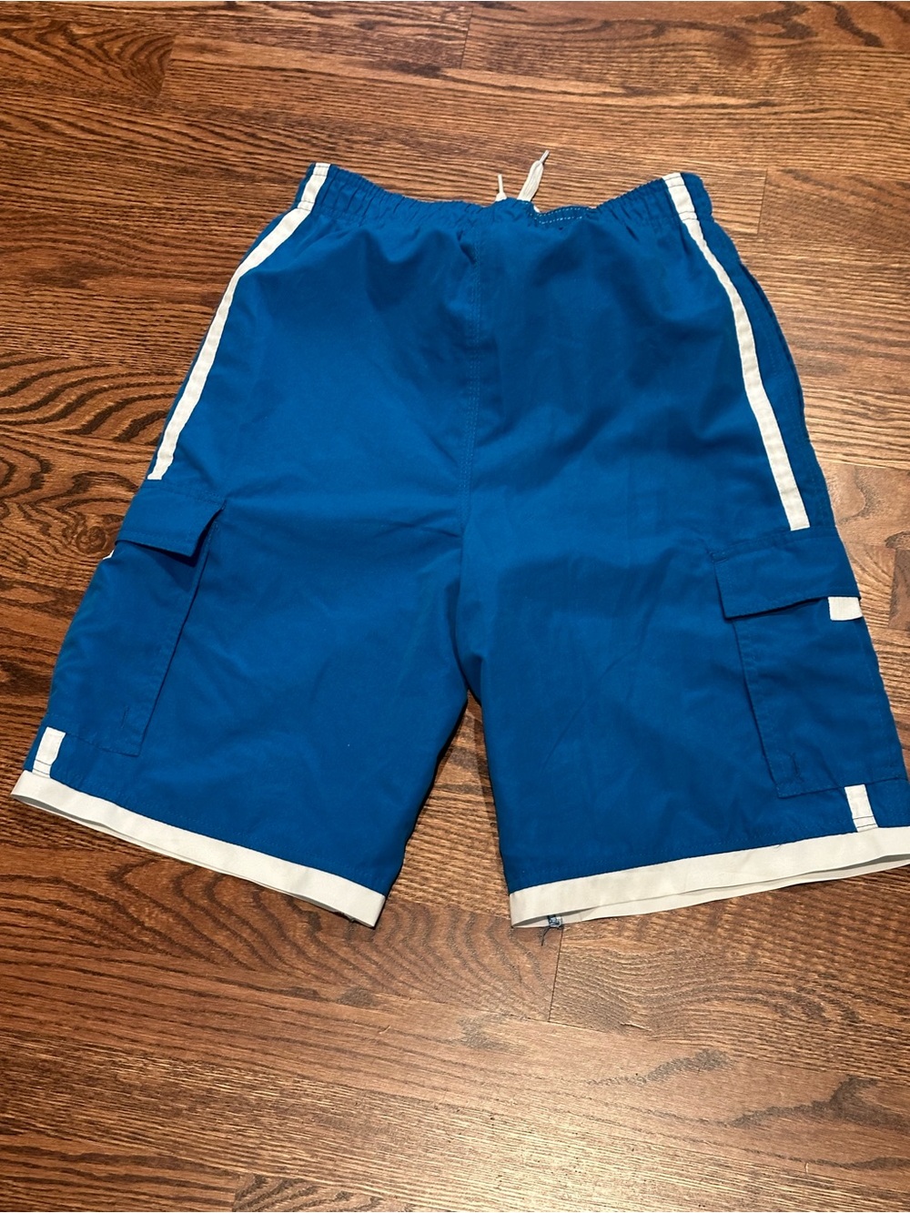 Burnside Blue Swim Trunks with White Trim Size 10-12 - Picture 3 of 5